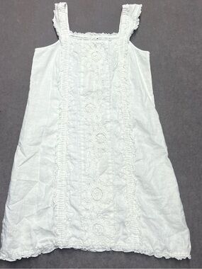 Madison White Ruffle-Trim Embroidered Sundress